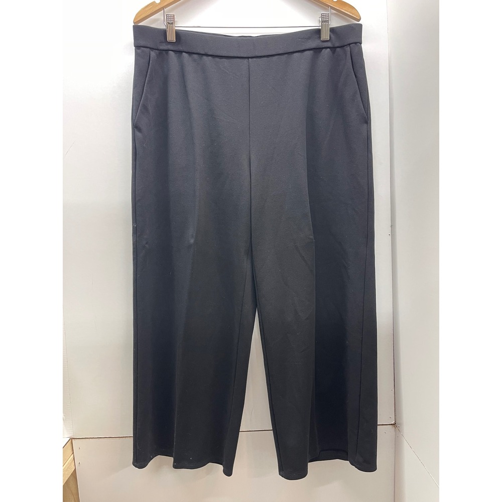 Eileen Fisher Black Tencel Lyocell Wide Leg Crop Pants XL RN78121
